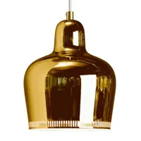 artek - suspension a330s golden bell laiton - laiton/poli/intérieur laqué blanc/h 20cm / ø 17cm